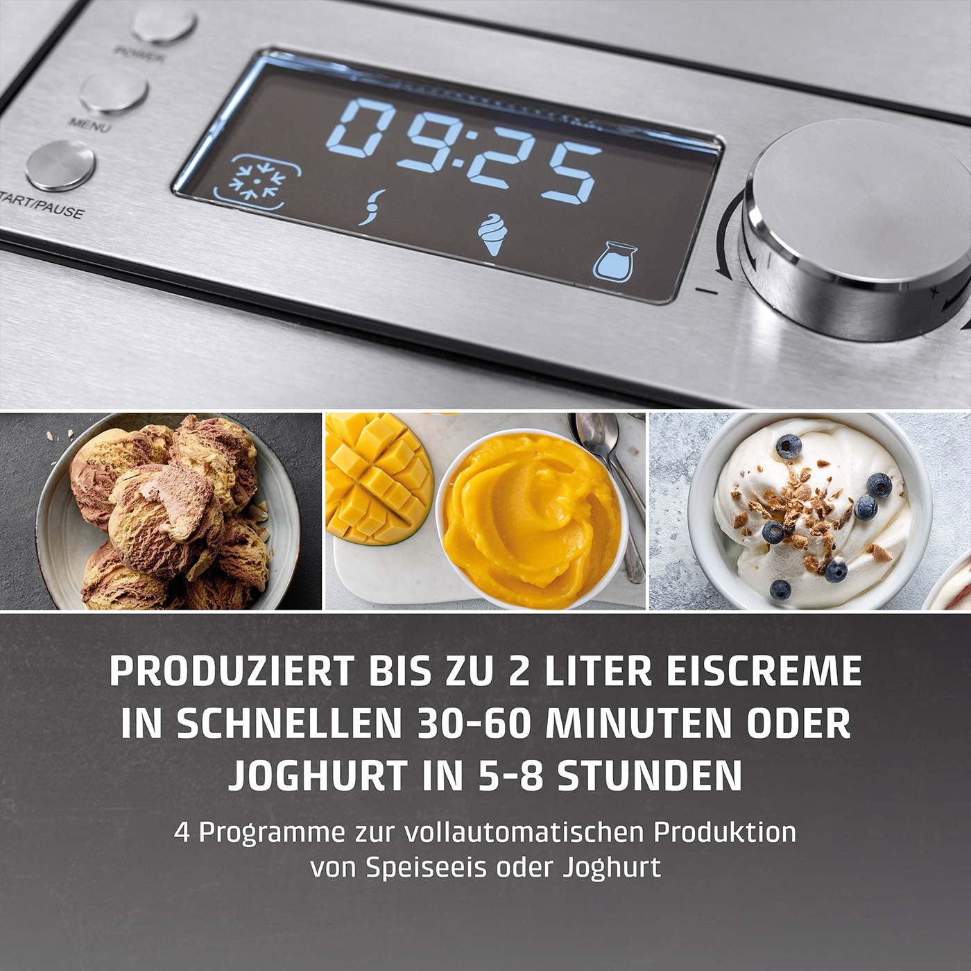 Eismaschine mit Display, Eiscreme und Joghurt Herstellung, 30-60 Minuten.