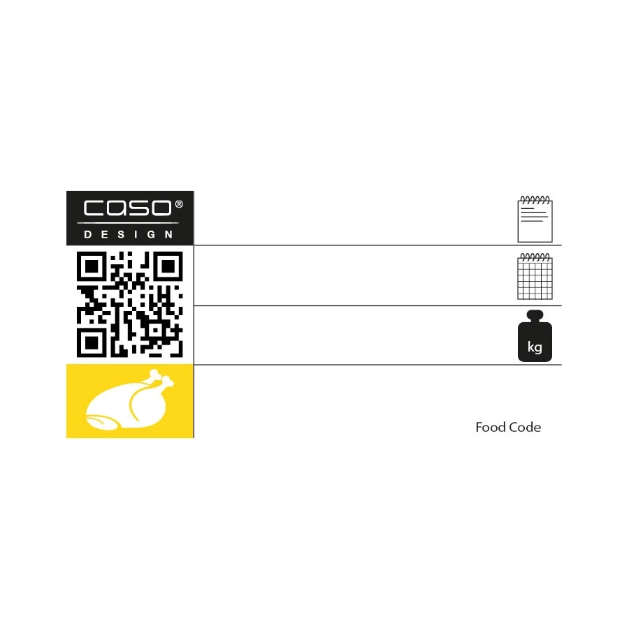 CASO Design, QR-Code, Hähnchen-Symbol, kg, Food Code, Produktkennzeichnung