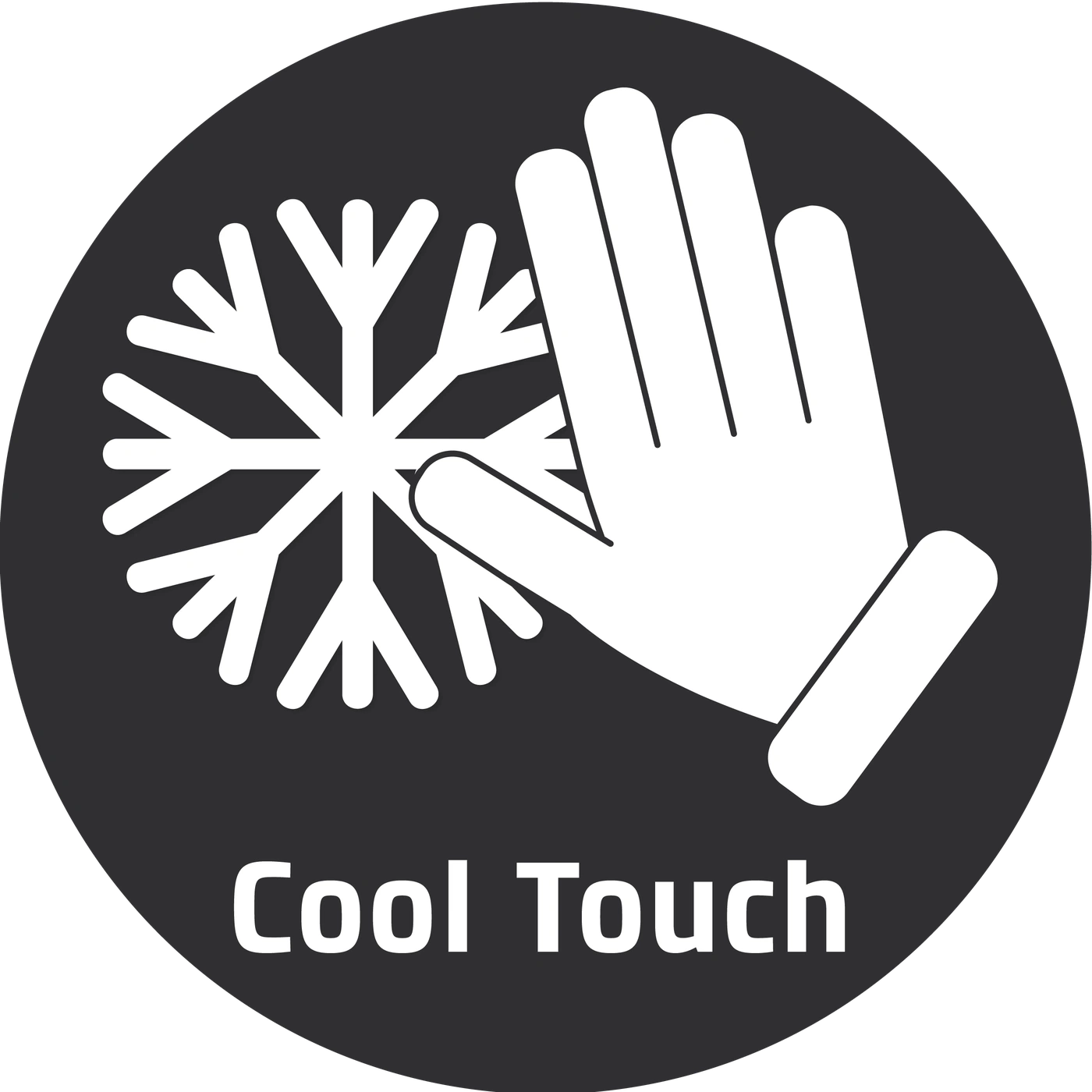 Kühle Berührung: Hand berührt Schneeflocke, Symbol für kühle Temperatur.