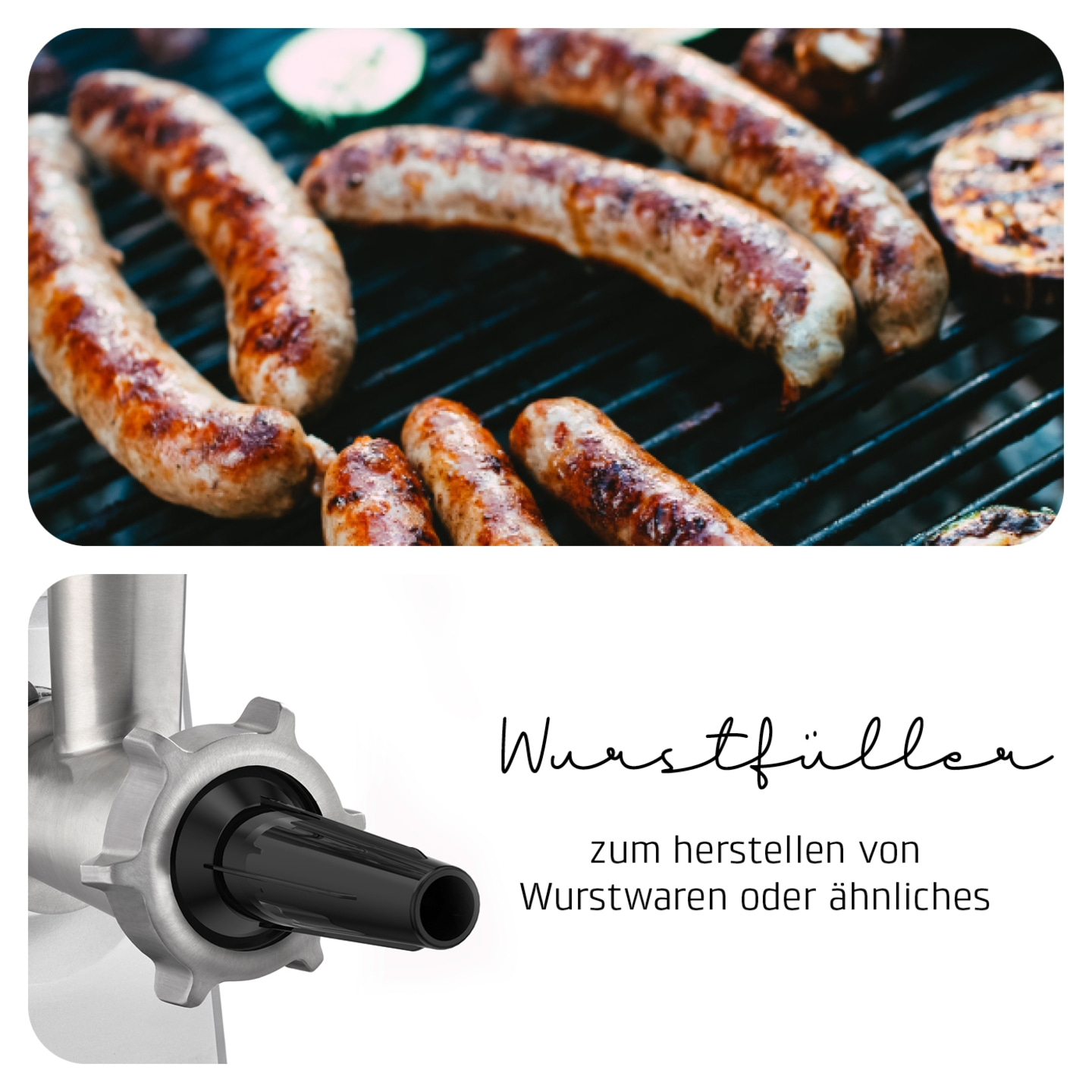Gegrillte Würstchen und Wurstfüller zum Herstellen von Wurstwaren