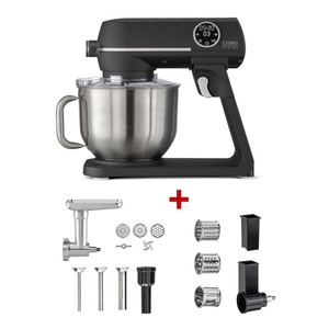 KM 1800 Black-E + Multi-grater-Set + Mincer-Set Set of Kitchen Machine with Accessories