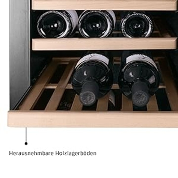 Wine rack with removable wooden shelves and wine bottles