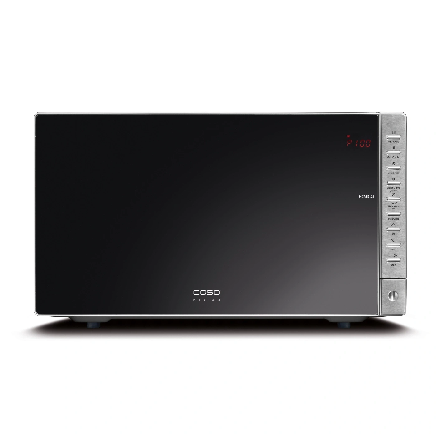 Mikrowelle mit Bedienfeld, Anzeige P100, COSO Design, HCMG 25, Start-Taste, Stop/Clear-Taste.