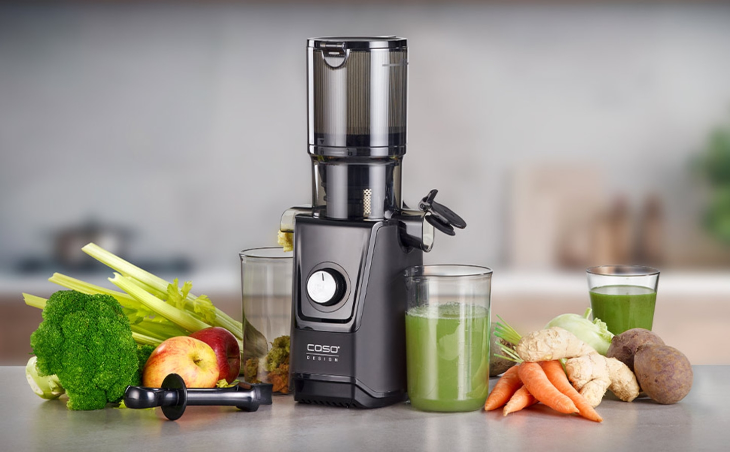 Juicer with vegetables and fruits, juice, healthy eating, kitchen