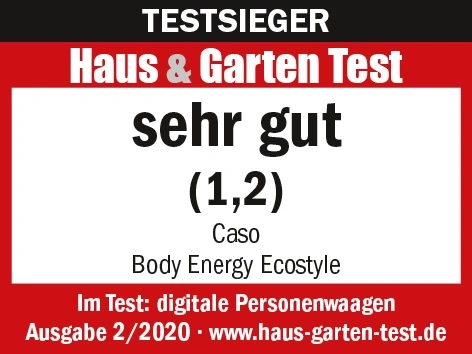 Testauszeichnung für Caso Body Energy Ecostyle, sehr gut, Haus & Garten Test.