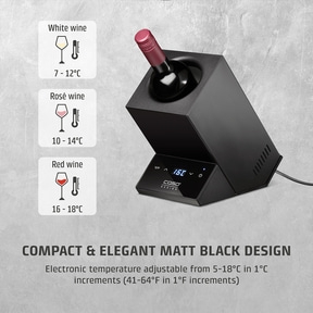 Wine cooler with temperature display for white, rosé, and red wine in an elegant design.