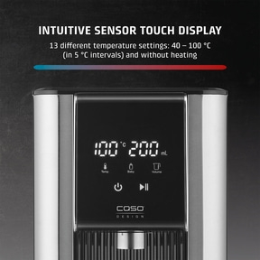 Intuitive sensor touch display with temperature and volume display, baby function.