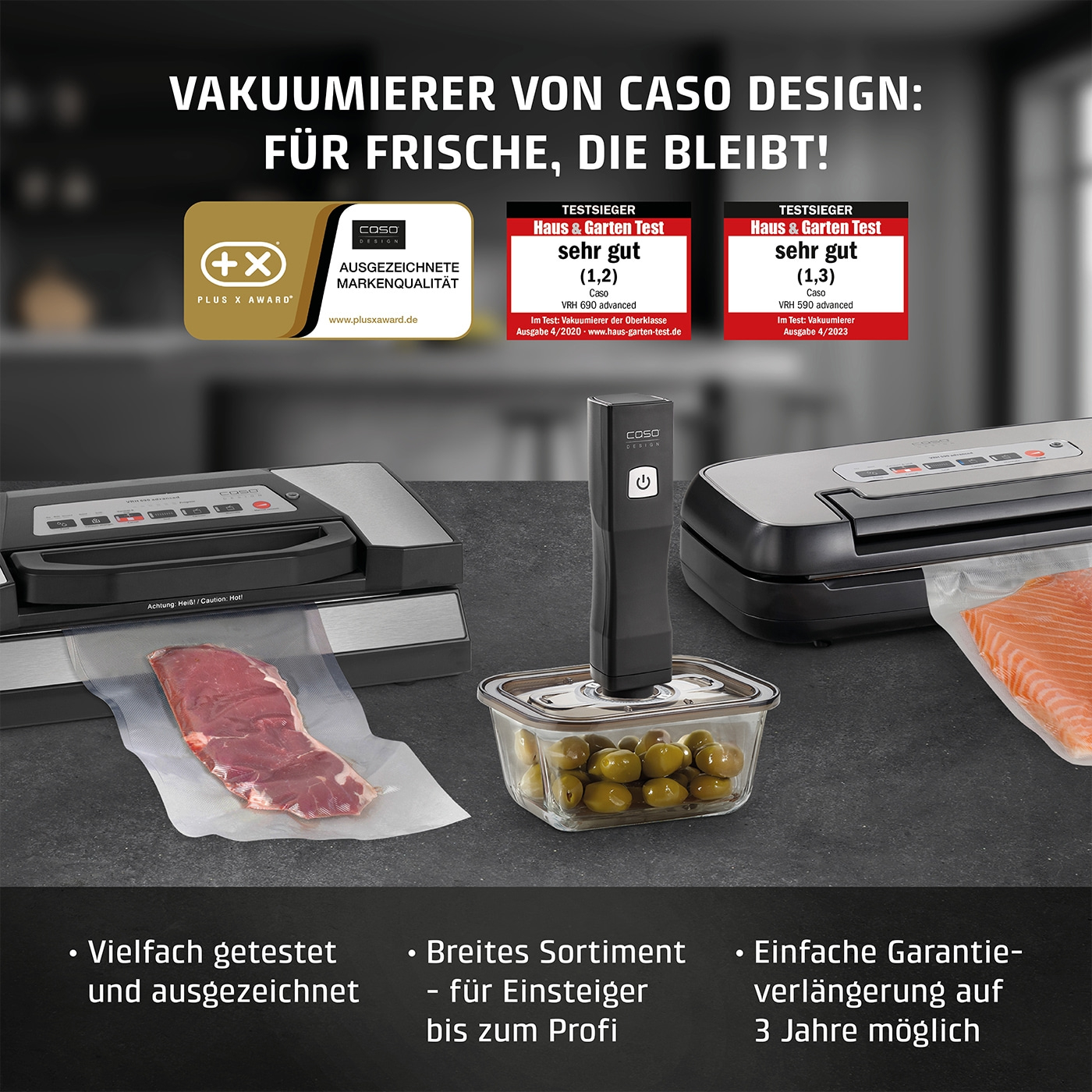 Caso Design vacuum sealer: For freshness that lasts! Tested and awarded.