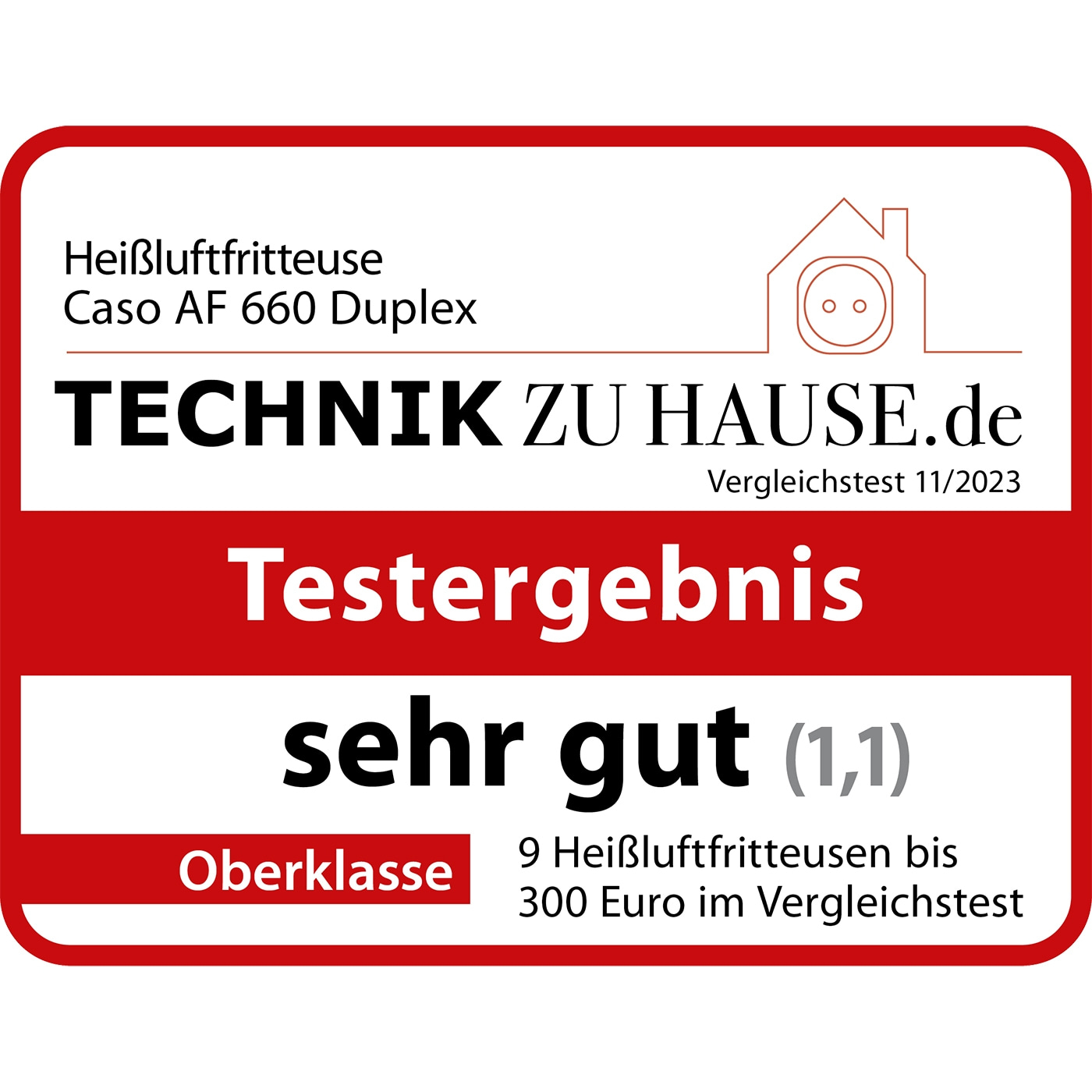 Air fryer test very good from Technik zu Hause.de, top class, 11/2023