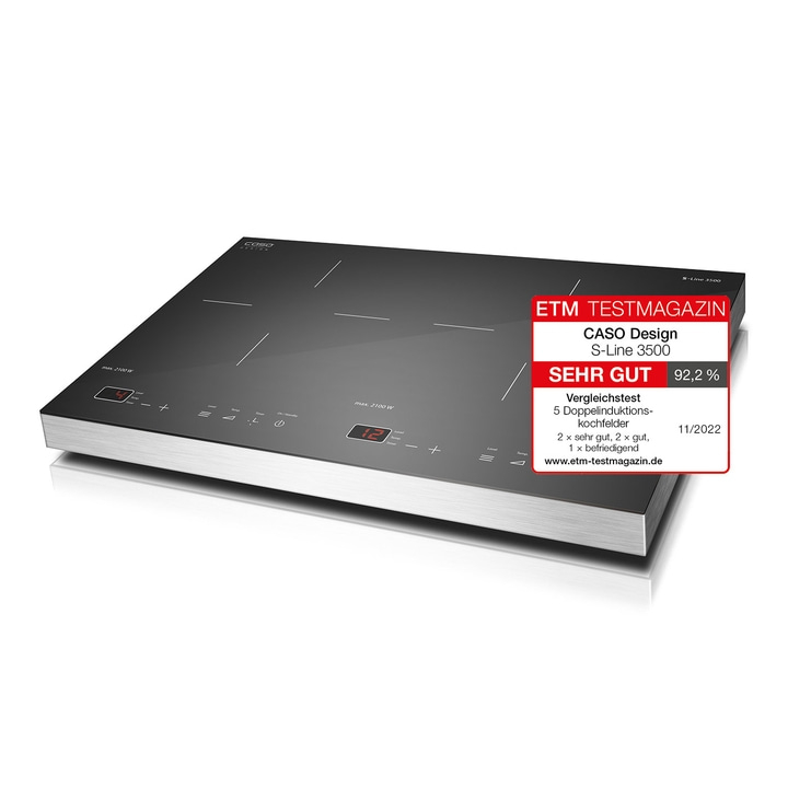 Induction cooktop with test magazine rating: Very good, 92.2%.