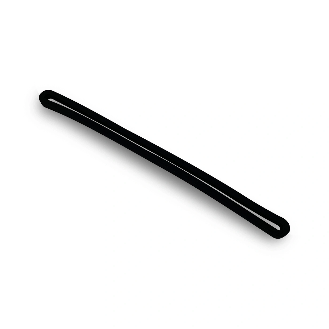 Black stick with shadow on white background, minimalist and elegant design.