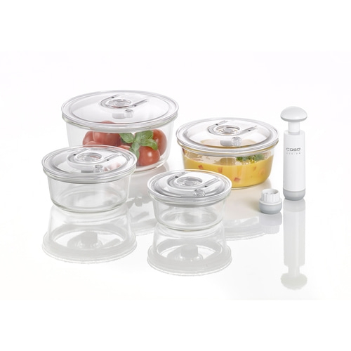 Vacuum container Set round + Set square Set of high quality glass design vacuum containers with tritan lid