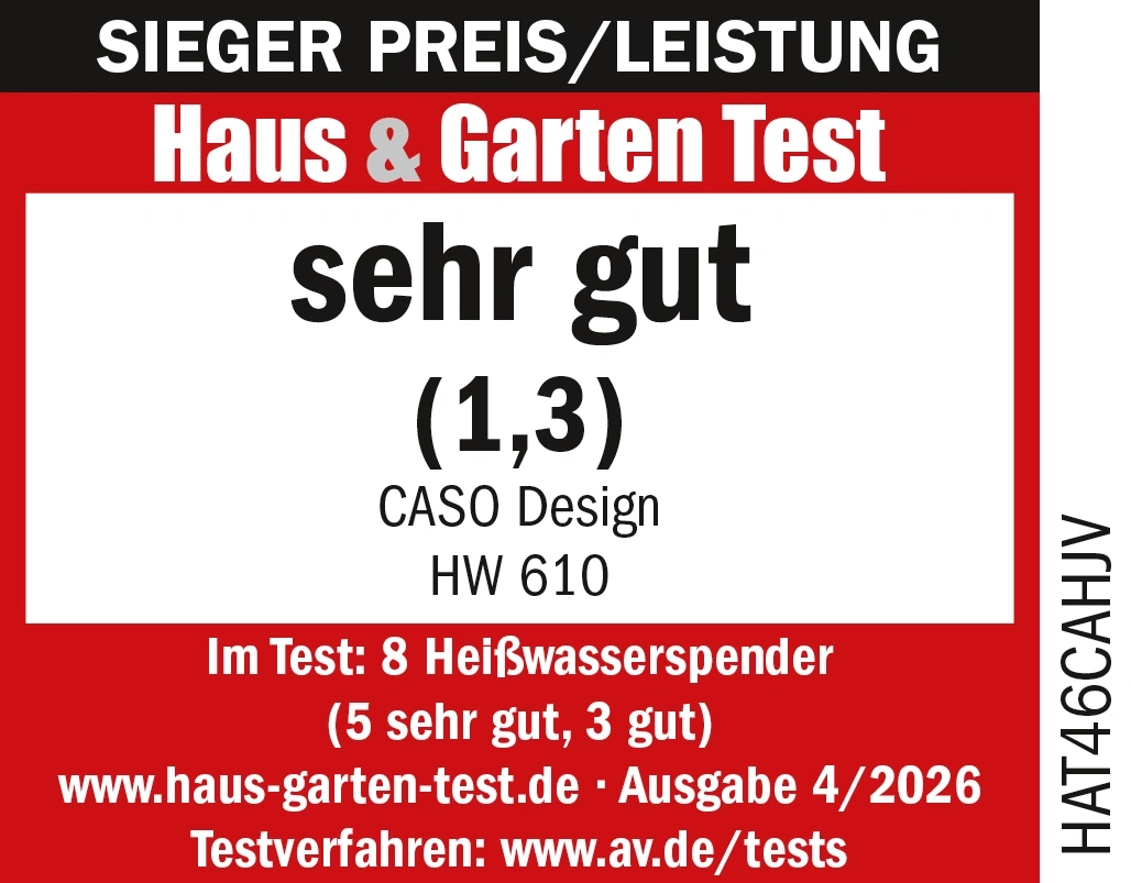 Sieger Preis/Leistung Haus & Garten Test, sehr gut (1,3) CASO Design HW 610