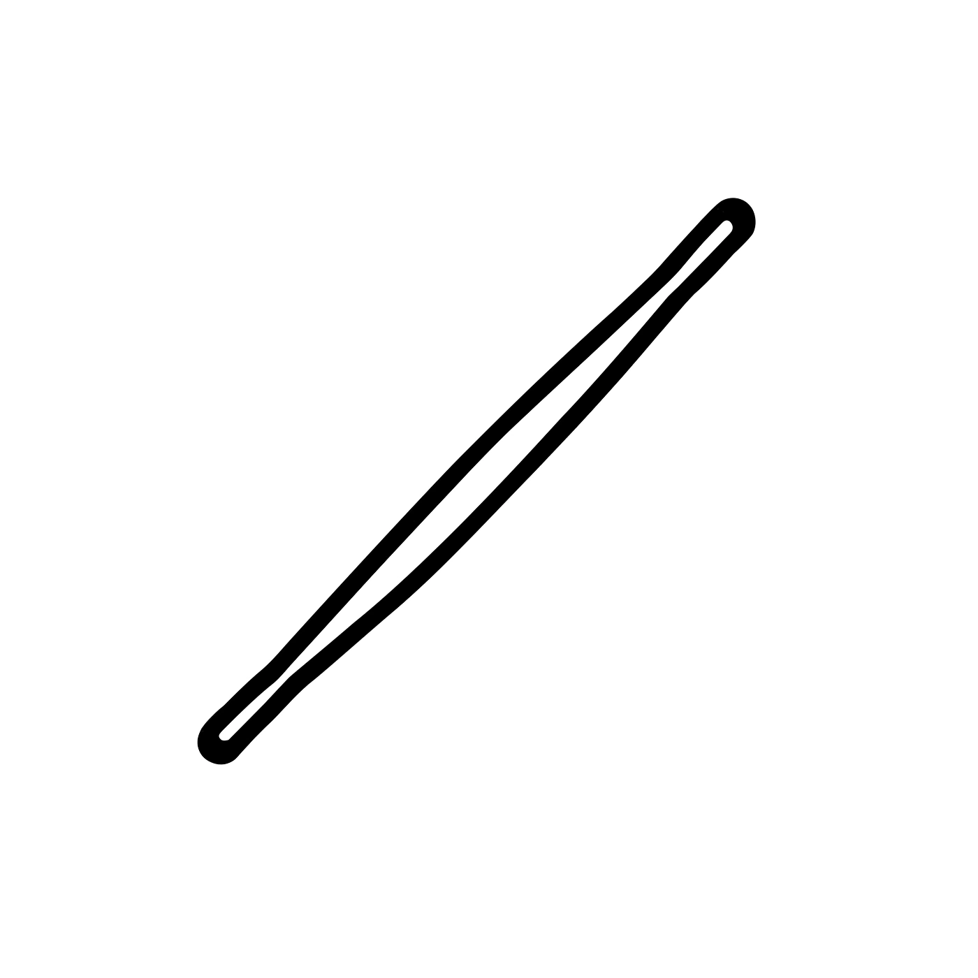Line drawing of a rod running diagonally from bottom left to top right
