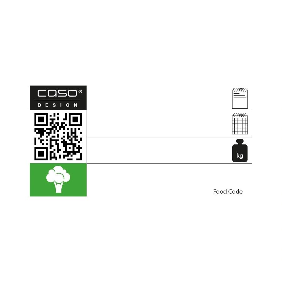 CASO Design, QR-Code, Gemüse-Symbol, Food Code, kg-Symbol, Produktinformationen