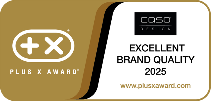 Plus X Award seal for excellent brand quality 2025 by Caso Design.