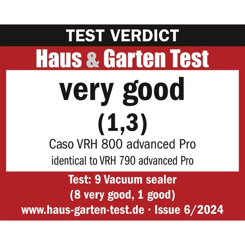 Haus & Garten Test result: very good (1.3) for Caso VRH 800 advanced Pro.