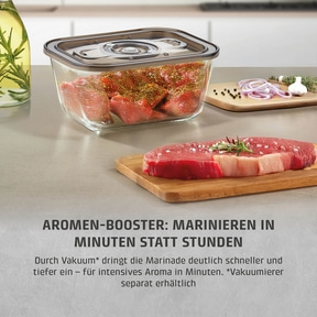 VacuBoxx Eco-Set Stapelbares Vakuumbehälter-Set aus Borosilikatglas mit SAN-Deckel