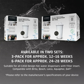 Replacement water filter for hot water dispensers, 3-set and 6-set, compatible with Brita, Bosch, Laica, Auqaphor, Dafi