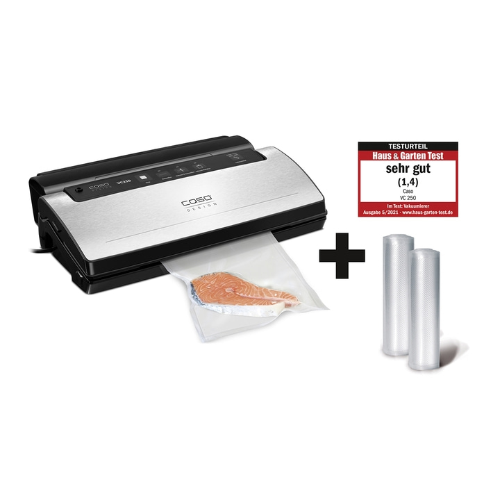 Vacuum sealer with accessories and 'very good' test result from Haus & Garten Test.