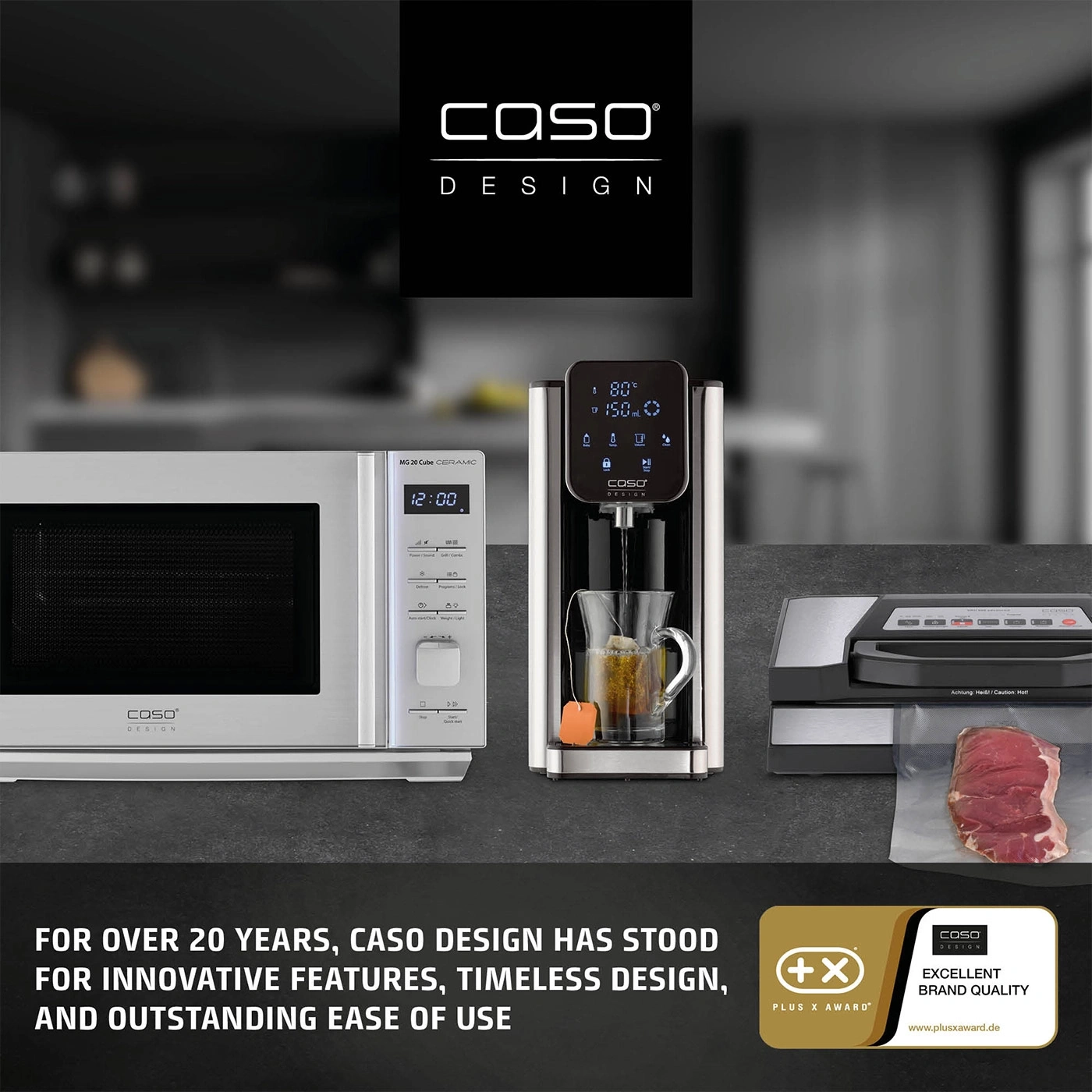 Caso Design vacuum sealers for fresh food with awards and tests.