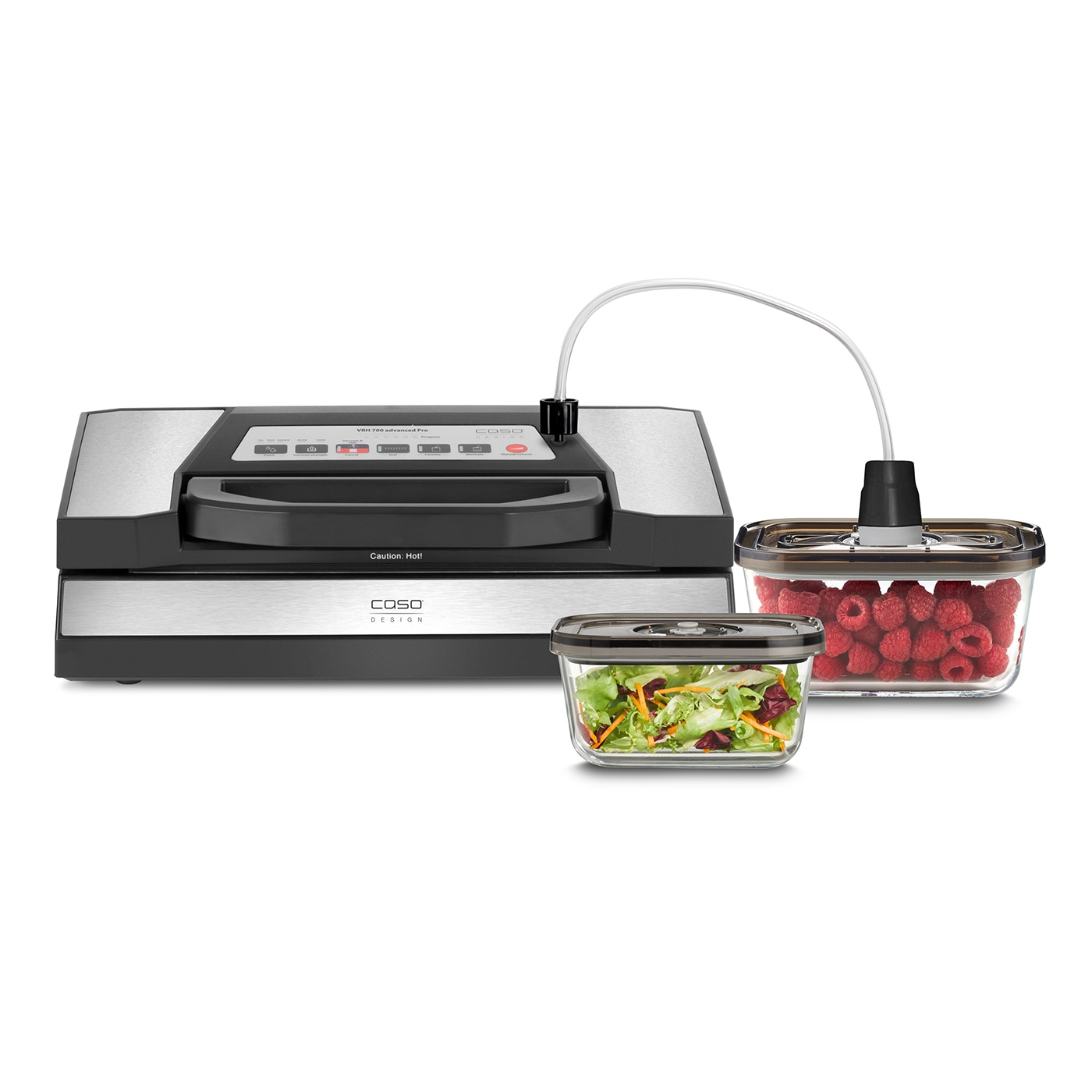 Vacuum sealer with containers, berries, salad, kitchen, food preservation