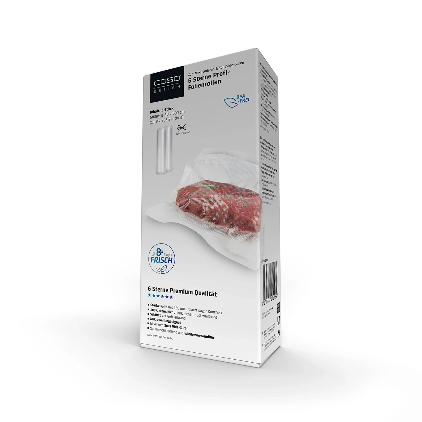 COSO vacuum sealing foil, 6 star professional foil rolls, BPA-free, 2 pieces, 30x600cm, reusable