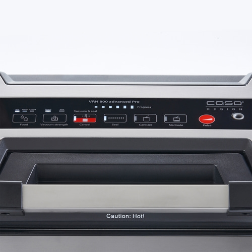 Vacuum sealer with control panel and functions like vacuum, seal, cancel, and pulse.