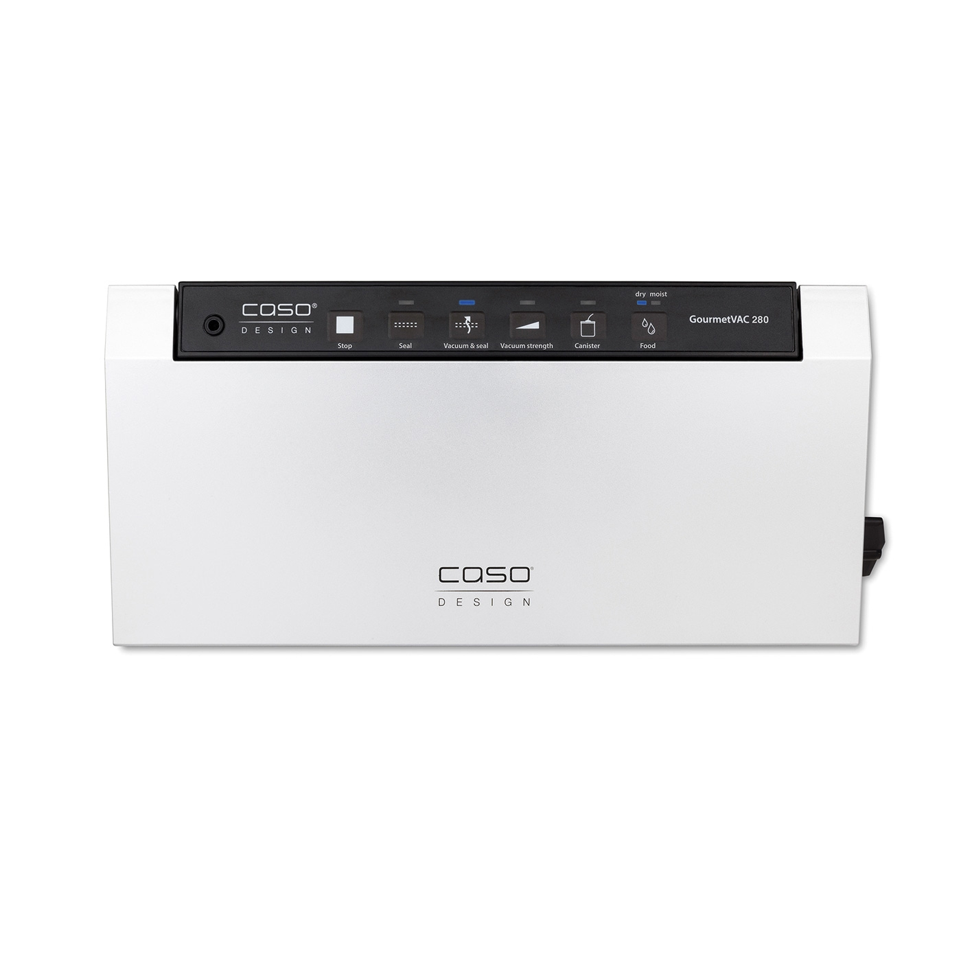 White vacuum sealer with control panel and COSO design logo.