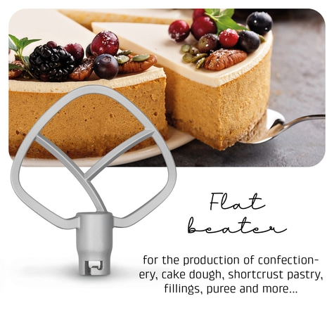 Flat beater with cake. For confection, dough, pastry, fillings, puree and more.