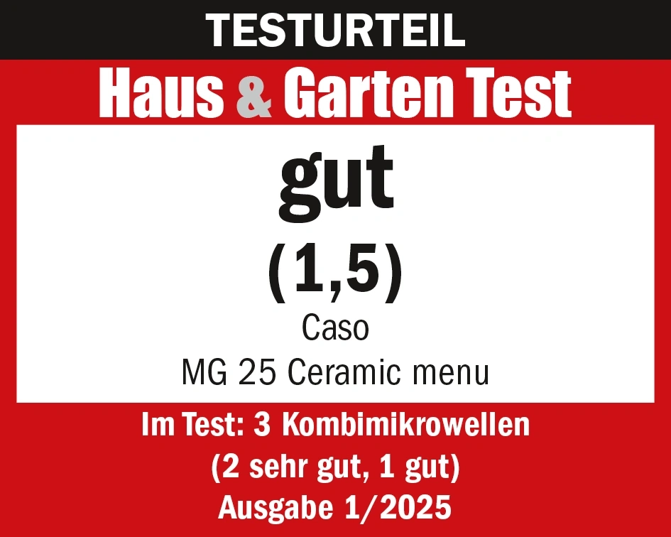 Test result Haus & Garden Test good (1.5) Caso MG 25 Ceramic menu issue 1/2025