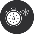 Stoppuhr mit Schneeflocke, Kältezeit, Kälte-Timer Symbol.