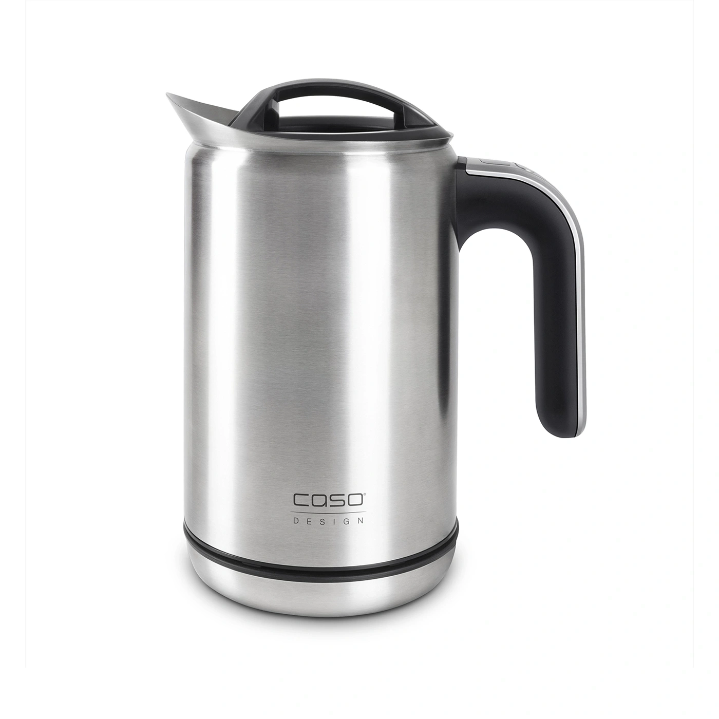 Stainless steel electric kettle with black handle and lid, Caso Design