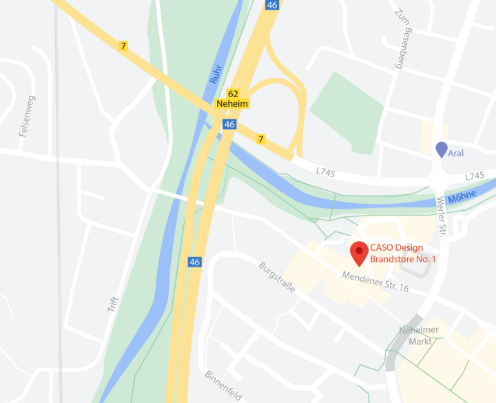 Karte von CASO Design Brandstore No. 1 in Neheim, Deutschland.