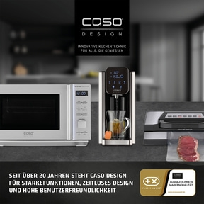 AirFry & Steam 700 3 cooking methods in one appliance - steam cooking, hot air frying or in combination Caso Design kitchen appliances: microwave, tea machine, vacuum sealer, and awards.