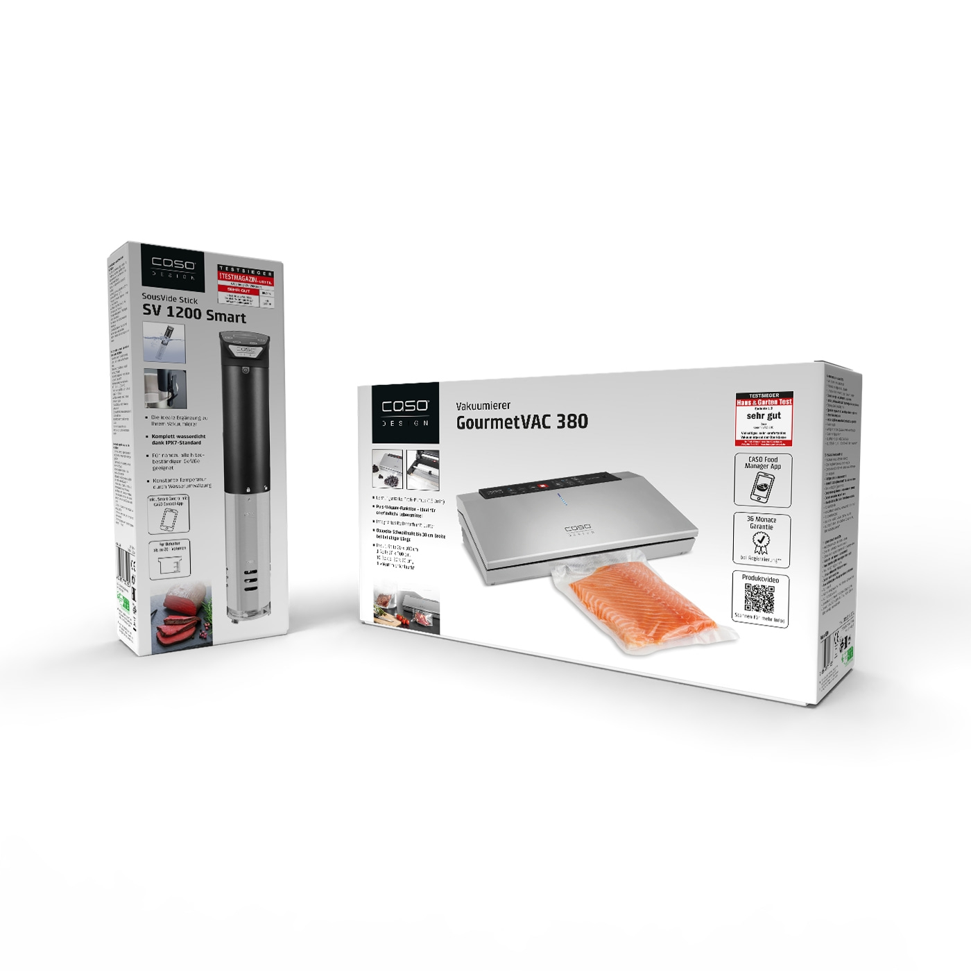 SousVide Stick und Vakuumierer von Caso Design, sehr gut getestet.