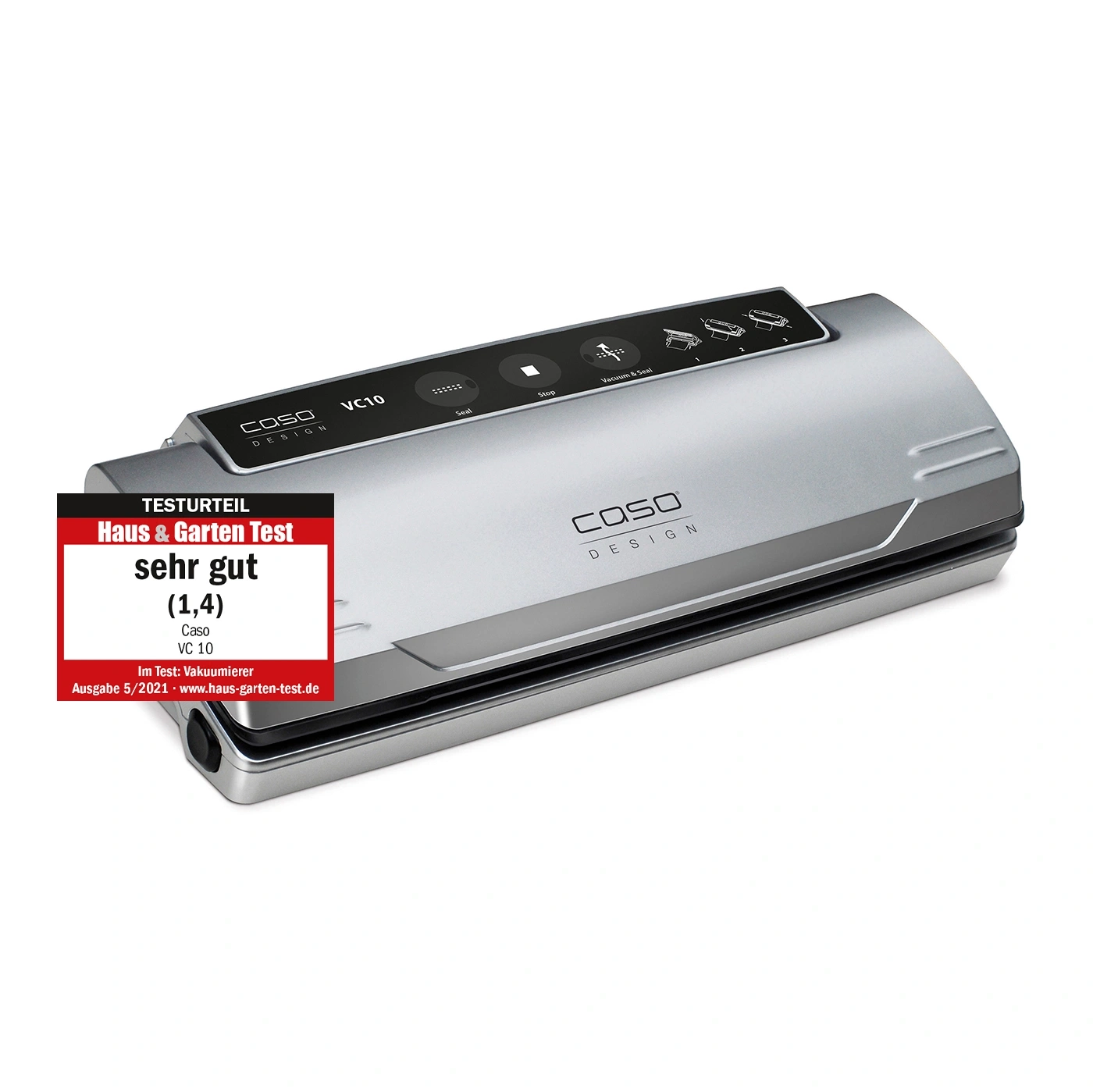 Caso VC10 vacuum sealer, very good test result, silver design, Haus & Garten Test