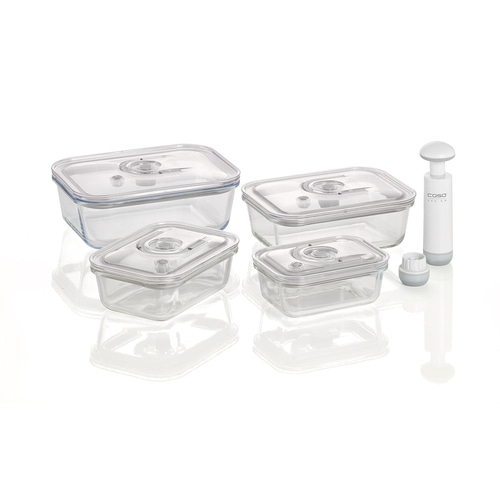VacuBoxx E-Set Vakuumbehälter-Set aus Borosilikatglas mit Tritan Deckel