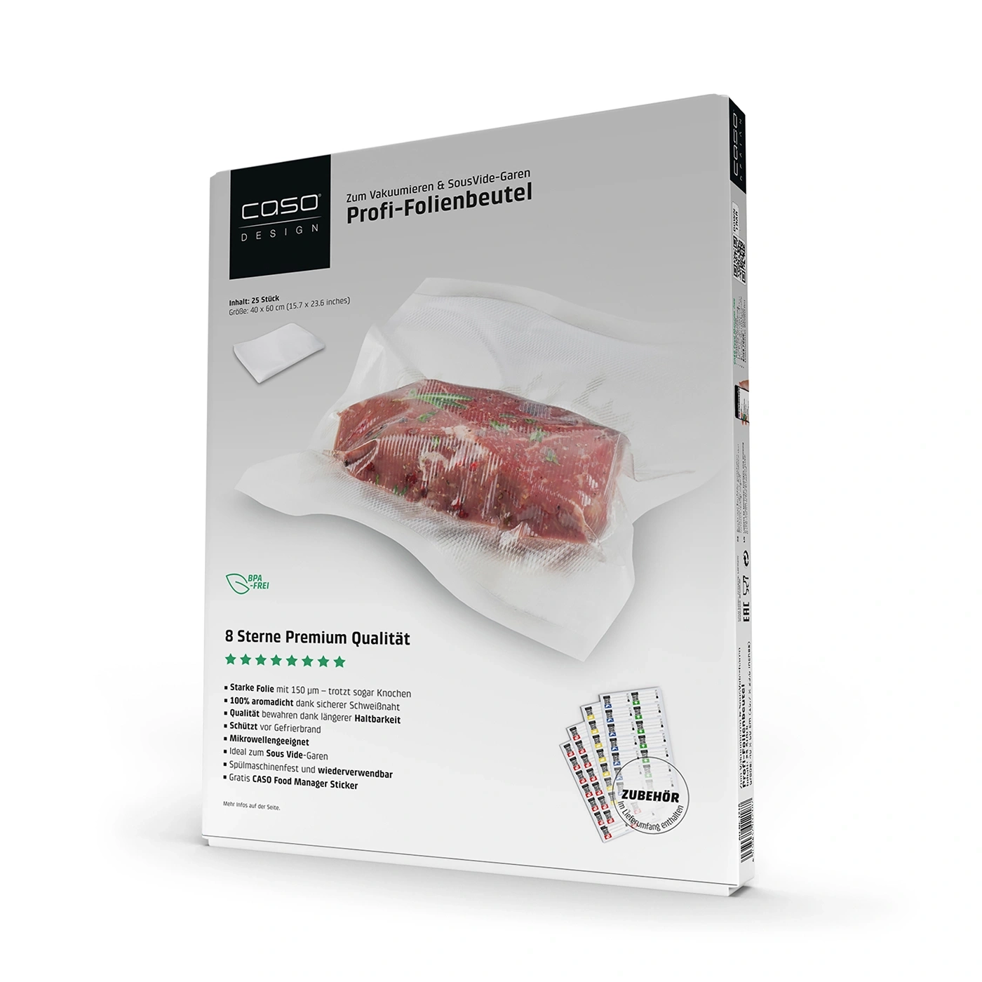 8-Sterne Profi-Folienbeutel 40x60 cm, 25 Stück,150 μm zum Vakuumieren + Sous Vide Garen