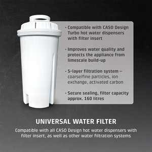 Universal water filter for CASO Design hot water dispensers, 160 liter capacity