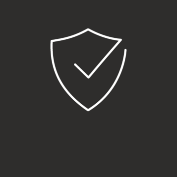Shield with checkmark, symbol of security and protection, white on gray background