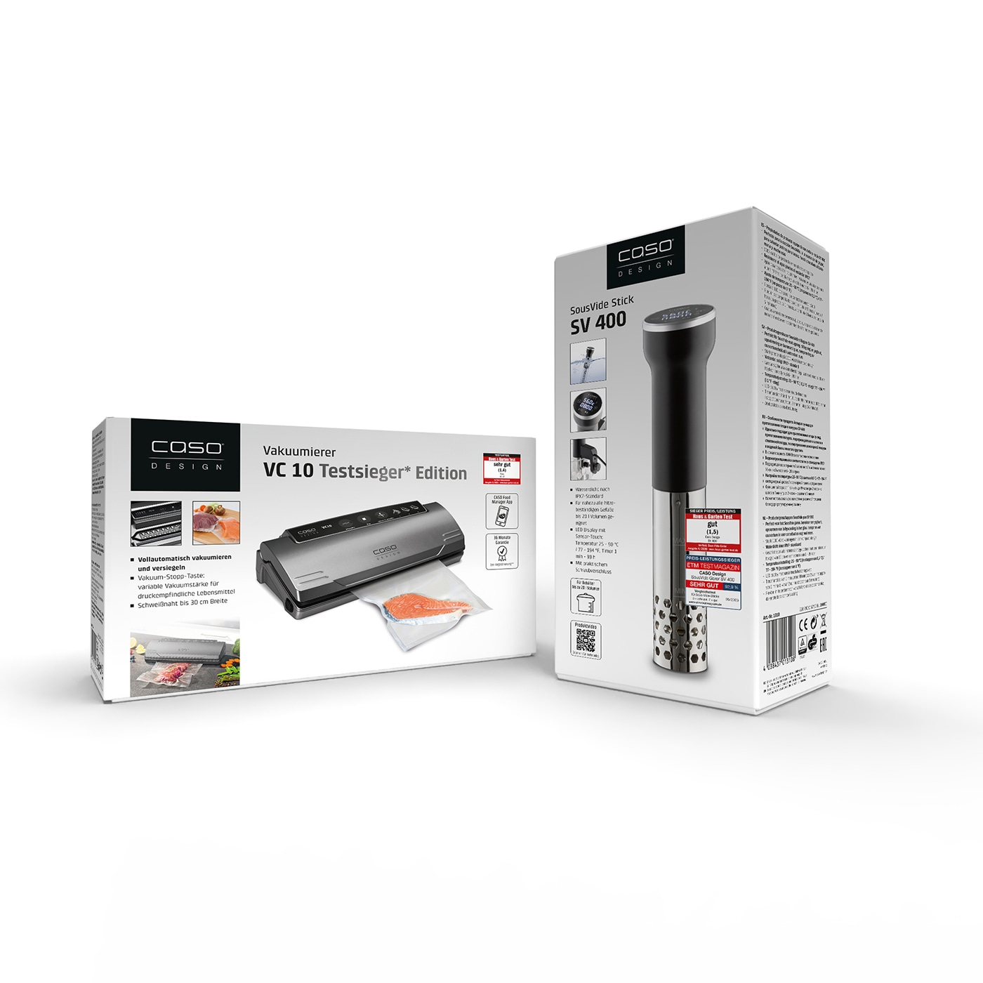 COSO vacuum sealer and SousVide stick, VC 10 Testsieger Edition, SV 400, packaging