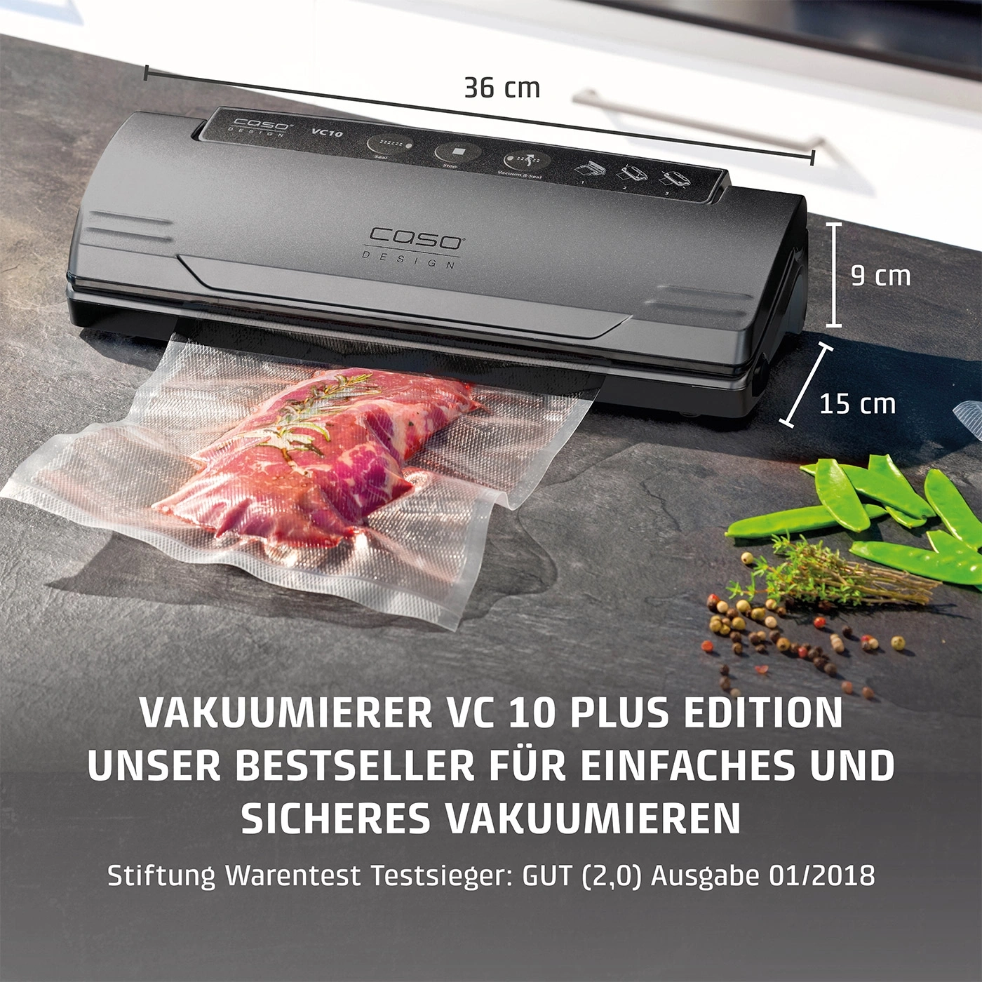 Vakuumierer VC 10 Plus Edition, unser Bestseller für einfaches und sicheres Vakuumieren.