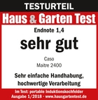 Test result Haus & Garten Test, grade 1.4, very good, Caso Maitre 2400, very easy handling, high-quality workmanship