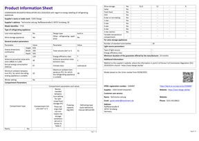 Product data sheet refrigerator CASO Design, technical data, energy efficiency class F, wine storage compartment