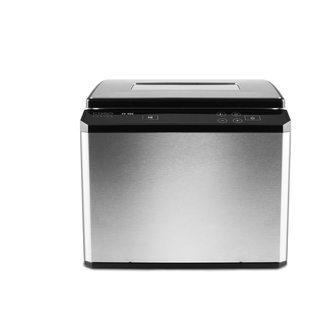 Edelstahl-Sous-Vide-Garer mit schwarzem Deckel und Bedienfeld