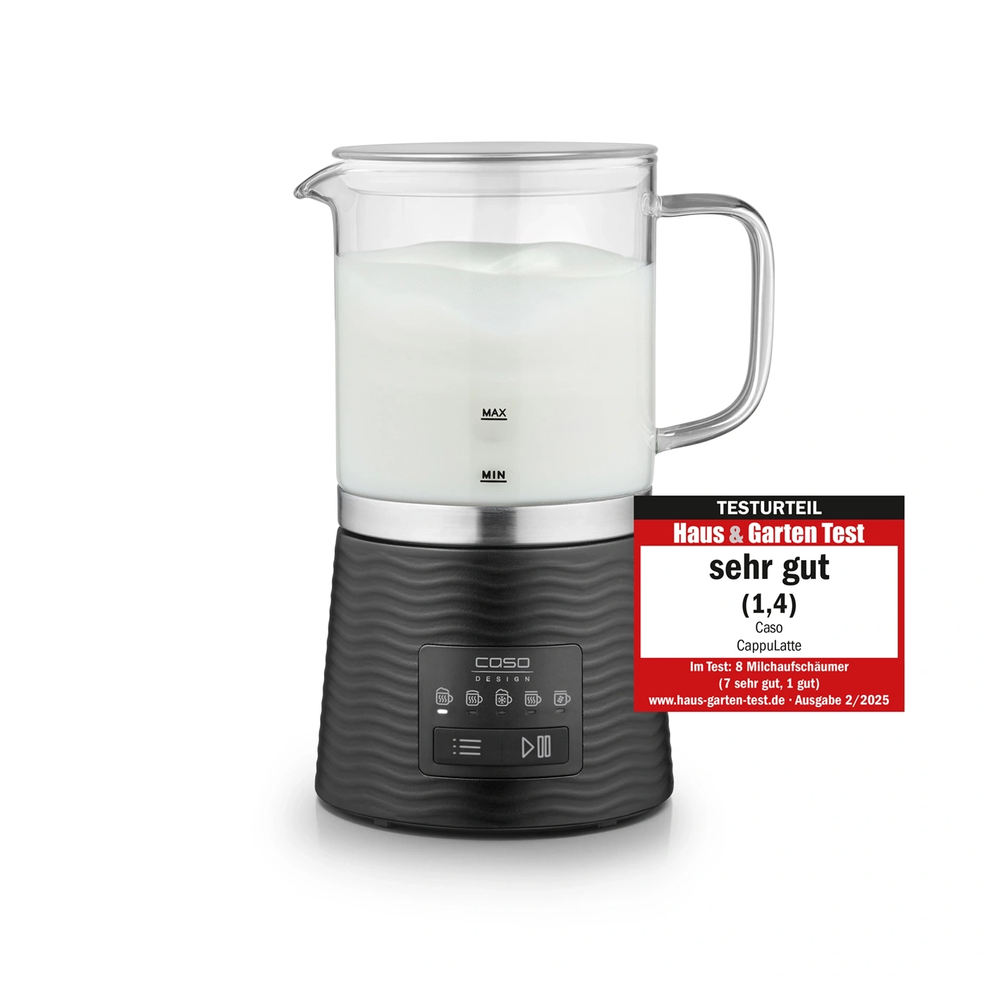 CappuLatte Design Milchaufschäumer für Kuhmilch und Pflanzendrinks