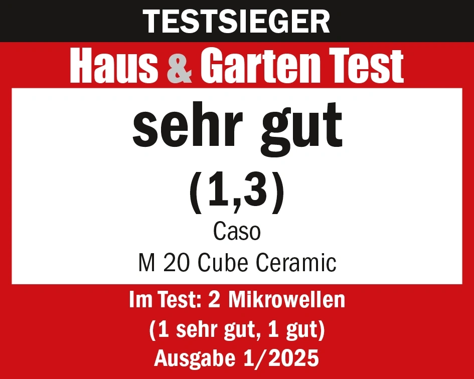 Test Haus & Garten: very good (1.3) for Caso M 20 Cube Ceramic, issue 1/2025