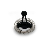 Black milk frother with spiral on white background