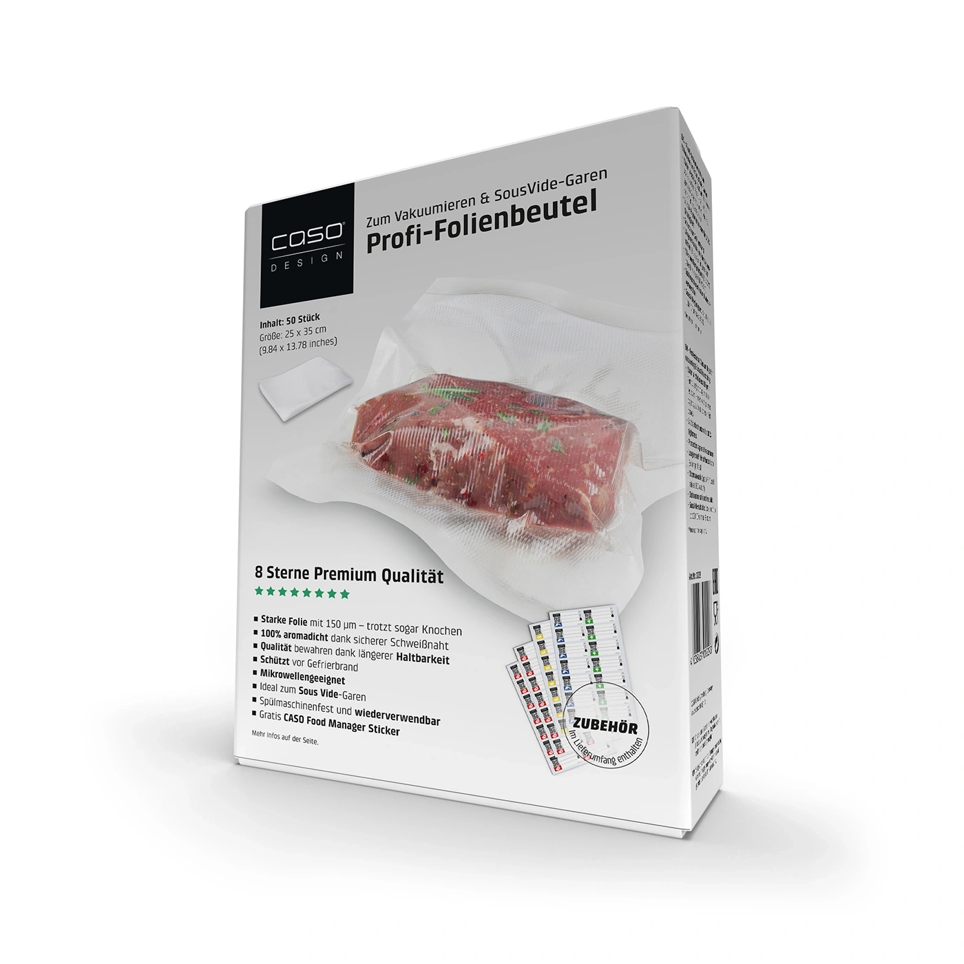 Profi-Folienbeutel von CASO Design zum Vakuumieren und Sous-Vide-Garen, 50 Stück, 25 x 35 cm